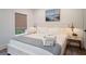 Comfortable bedroom featuring a painting, bedside lighting, and a large window with a view of the outdoors at 2501 Clear Marsh Rd, Seabrook Island, SC 29455