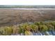 Aerial view of a marsh landscape featuring a wooden boardwalk, streams, trees, and homes in the distance at 3020 Plumier Pl, Charleston, SC 29414