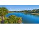 Aerial view of a lake surrounded by homes and lush greenery at 3419 Myrtle St, Edisto Island, SC 29438