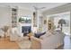 Cozy living room with a fireplace, built-in shelving, and plush seating at 345 Turnstone St, Mount Pleasant, SC 29464
