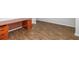 Office features stunning wood-look floors and a built-in desk for a functional workspace at 436 Cedarview Rd, Summerville, SC 29486