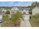 Aerial shot showcasing a charming two-story home with a two-car garage in a peaceful neighborhood at 9684 Pebble Creek Blvd, Summerville, SC 29485