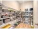 Organized pantry features wire shelving, baskets, containers, and wood-look flooring for efficient storage at 106 Wood Sage Run, Summerville, SC 29485