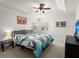 Comfortable bedroom with ceiling fan, TV, and decoratively painted horse-themed artwork at 125 Mansfield Blvd, North Charleston, SC 29418