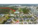 Aerial view showing location of HOA Amenities including pool and tennis courts at 1543 Watoga Way, Mount Pleasant, SC 29466