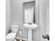 Clean powder room with a modern pedestal sink, toilet, and a stylish mirror at 157 Tuscan Sun St, Summerville, SC 29485