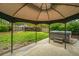 Inviting backyard features a cozy hot tub under a gazebo on a concrete patio and a lush green lawn at 218 Candleberry Cir, Goose Creek, SC 29445