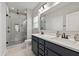 Modern bathroom featuring a double vanity, stylish fixtures, and a glass-enclosed walk-in shower at 260 Dunlin Dr, Summerville, SC 29486