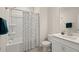 Clean bathroom with a shower, toilet, vanity and modern fixtures at 384 Ripple Park Dr, Summerville, SC 29486