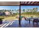 Relaxing covered patio with seating area, overlooking a spacious fenced backyard with play set at 505 Kilarney Rd, Summerville, SC 29483