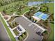 Overhead view of community park featuring a pond, walking paths, and sports courts at 943 Dusk Dr, Summerville, SC 29486
