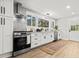Modern kitchen with stainless steel appliances, white cabinetry, marble backsplash, and ample natural light, blending style and functionality at 107 Woodland Dr, Summerville, SC 29485