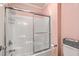 Cozy bathroom with a glass-enclosed shower and toilet, offering a private space at 1115 Barfield St, Charleston, SC 29492