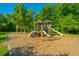 Community playground with wood chip ground cover, slides, and swings surrounded by green grass at 112 Tin Can Aly, Summerville, SC 29483