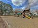 A large, wood playground with slides, swings and climbing features on pine straw at 1158 Peninsula Cove Dr, Charleston, SC 29492