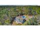 Aerial view of the home with a pool, patio, mature landscaping, and proximity to a wooded area at 1300 S Main St, Summerville, SC 29483