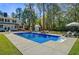 A backyard pool features lounge seating and is surrounded by large trees at 1300 S Main St, Summerville, SC 29483