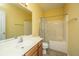 Bright bathroom with a vanity, sink, toilet, and shower-tub combination at 226 Killarney Trl, Moncks Corner, SC 29461