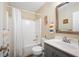 Bright bathroom features tub/shower combination and modern vanity with ample storage at 234 Lipman St, Summerville, SC 29483