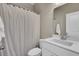 Bathroom featuring a white vanity, toilet, and shower with a butterfly themed shower curtain at 2681 Park West Blvd, Mount Pleasant, SC 29466