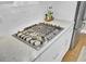 Modern kitchen features a stainless steel Frigidaire gas range on a quartz countertop at 2681 Park West Blvd, Mount Pleasant, SC 29466