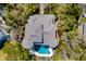 Birds eye view featuring private pool, sprawling roof, and lush tree coverage at 27 Waterway Island Dr, Isle of Palms, SC 29451