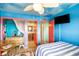 Bedroom features painted blue walls, closet, dresser, and adjoining bathroom with vanity and toilet at 3701 Dock Site Rd # 302, Edisto Beach, SC 29438