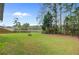 Large backyard area with a fire pit and a serene view of the pond at 5254 Mulholland Dr, Summerville, SC 29485
