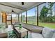 Inviting covered porch with relaxing furniture overlooking a lush green lawn and tranquil pond at 5254 Mulholland Dr, Summerville, SC 29485