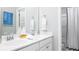 Bathroom featuring double sink vanity with modern fixtures and a shower with a patterned curtain at 780 Clay Field Trl, Summerville, SC 29485