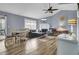 Bright open living room featuring hardwood floors, fireplace and an open floor plan at 7940 Parklane Ct # F, North Charleston, SC 29418