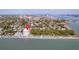 Beautiful aerial view showcasing the location of a building near the beach and an adjacent city at 1 King St # 209/210, Charleston, SC 29401