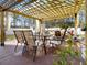 Outdoor patio with dining table and chairs under a pergola, ideal for entertaining at 113 Blackwater Way, Moncks Corner, SC 29461