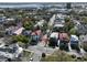 An aerial perspective of a community with the subject property indicated by an arrow in a charming neighborhood at 125 Ashley Ave, Charleston, SC 29401