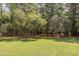 Lush backyard with mature trees creating a private and serene setting at 1433 Oakhurst Dr, Mount Pleasant, SC 29466