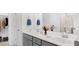 Bathroom featuring a double vanity and a glass-enclosed shower at 189 Belfort Place, Summerville, SC 29486