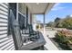 View of the front porch with rocking chairs and greenery, offering a relaxing outdoor space at 271 Palmetto Walk Dr, Summerville, SC 29486