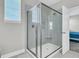 Modern walk-in shower with glass enclosure, a showerhead, and bright natural light at 271 Palmetto Walk Dr, Summerville, SC 29486