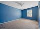 Bedroom with carpet and a window. The walls are painted blue at 305 Meadowlark Ln, Moncks Corner, SC 29461