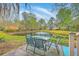 Backyard patio area with pond view and water feature at 5411 Nesting Pl, North Charleston, SC 29420