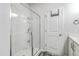 Modern glass-enclosed shower with built-in shelving and stylish fixtures at 637 Hilchot Dr, Summerville, SC 29486