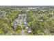 An aerial view showcases homes nestled among dense green trees in a neighborhood at 176 Hainsworth Dr, North Charleston, SC 29418