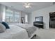 Bright bedroom with a full-length mirror, ceiling fan, and modern decor at 183 Country Gate Lane Ln, Summerville, SC 29485