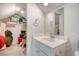Cozy bathroom with a sink, mirror and storage in front of a large walk in closet at 185 Red Bluff St, Summerville, SC 29483