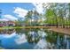 Picturesque view of a tranquil pond reflecting the surrounding landscape and neighborhood homes at 1883 Hall Point Rd, Mount Pleasant, SC 29466