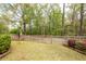Fenced-in backyard with green grass, trees, and a birdhouse on a pole at 201 Island Green Rd, Goose Creek, SC 29445
