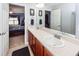 Bathroom featuring double vanity with view of bedroom at 201 Island Green Rd, Goose Creek, SC 29445