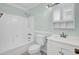 Bathroom featuring a shower-tub combo, toilet, and vanity with sink and mirror at 213 Braly Dr, Summerville, SC 29485