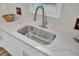 Close-up of a stainless steel kitchen sink with quartz countertops at 2916 Louise Dr, North Charleston, SC 29405