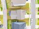 Aerial view of property with a neatly outlined border, showcasing the house, yard, and surroundings at 2951 Clearwater Dr, Mount Pleasant, SC 29466